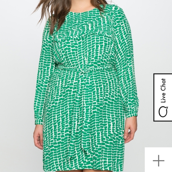 Eloquii Dresses & Skirts - Eloquii Green Tie Waist Dress with Ruffle 24